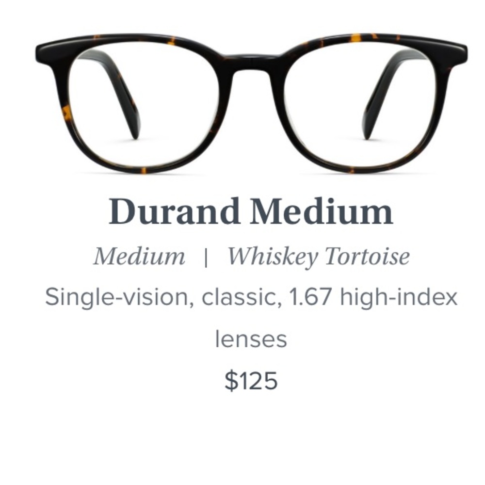 Warby Parker Durand Medium Width Glasses | WhiskeyTortoise | EUC